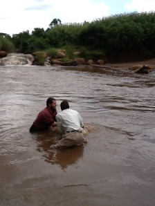 Marc baptizing new believers in Kenya.